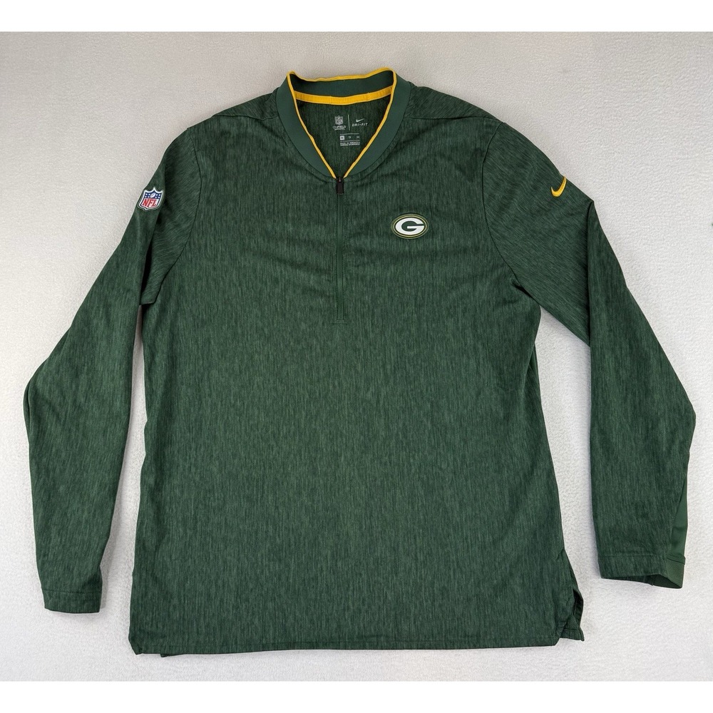 Nike DriFit NFL OnField‎ Apparel Green Bay Packers Quarter Zip Pullover Men's XL